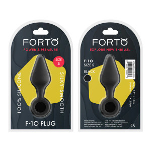 Forto F-10 Silicone Anal Plug with Pull Ring, Small, Black Forto F-10 Silicone Anal Plug with Pull Ring, Small, Black