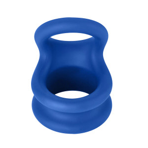 Forto F-20 Liquid Silicone Cockring & Ball Stretcher, Large, Blue