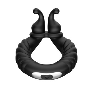 Forto F-24 Rechargeable Silicone Textured Vibrating Cock Ring, Black Forto F-24 Rechargeable Silicone Textured Vibrating Cock Ring, Black