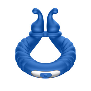 Forto F-24 Rechargeable Silicone Textured Vibrating Cock Ring, Blue Forto F-24 Rechargeable Silicone Textured Vibrating Cock Ring, Blue
