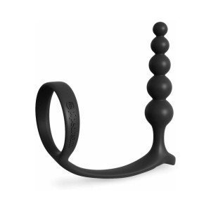 Anal Fantasy Collection Silicone Ass-Gasm Cockring Anal Beads, Black Anal Fantasy Collection Silicone Ass-Gasm Cockring Anal Beads, Black