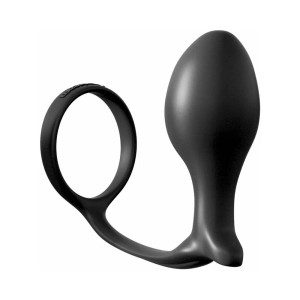 Anal Fantasy Collection Silicone Ass-Gasm Cock Ring Advanced Plug, Black Anal Fantasy Collection Silicone Ass-Gasm Cock Ring Advanced Plug, Black