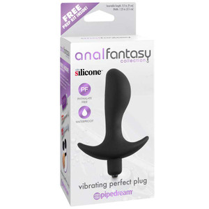 Anal Fantasy Collection Silicone Vibrating Perfect Plug, Black Anal Fantasy Collection Silicone Vibrating Perfect Plug, Black