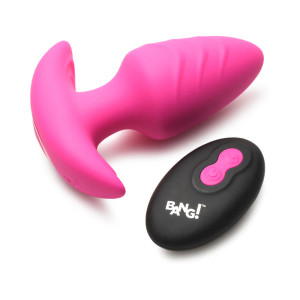 BANG! Rotating & Vibrating Silicone Butt Plug with Remote, Pink BANG! Rotating & Vibrating Silicone Butt Plug with Remote, Pink
