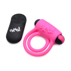 BANG! Silicone Cock Ring & Bullet with Remote Control, Pink BANG! Silicone Cock Ring & Bullet with Remote Control, Pink