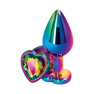 Rear Assets Metal Heart Plug, Medium, Multicolor/Rainbow Rear Assets Metal Heart Plug, Medium, Multicolor/Rainbow