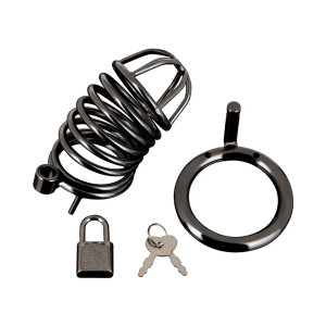 Blue Line Deluxe Chastity Cage, Black Blue Line Deluxe Chastity Cage, Black