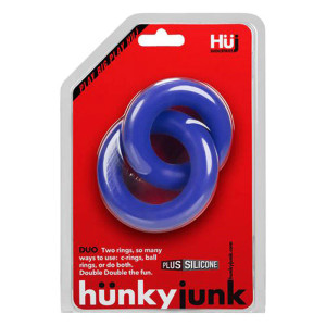 Hunkyjunk DUO Linkec Cock / Ball Rings, Cobalt Hunkyjunk DUO Linkec Cock / Ball Rings, Cobalt