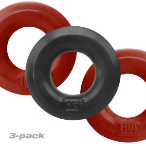 Hunkyjunk HUJ3 Cock Ring 3-Pack, Cherry/Tar Ice Hunkyjunk HUJ3 Cock Ring 3-Pack, Cherry/Tar Ice
