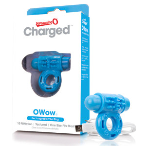 Screaming O Charged OWow Vooom Vibrating Cock Ring, Blue Screaming O Charged OWow Vooom Vibrating Cock Ring, Blue