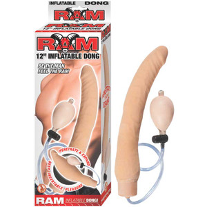 Ram 12 Inch Inflatable Latex Dong, 10.5 Inch Insertable, 2.25 Inch Max Width, Light Skin Ram 12 Inch Inflatable Latex Dong, 10.5 Inch Insertable, 2.25 Inch Max Width, Light Skin