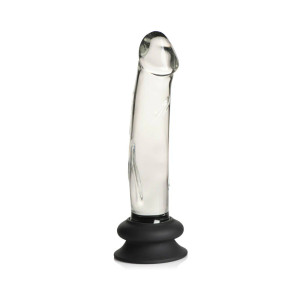 Pleasure Crystals 7.6 Inch Glass Dildo with Silicone Base, 6.8 Inch Insertable, 1.5 Inch Max Width Pleasure Crystals 7.6 Inch Glass Dildo with Silicone Base, 6.8 Inch Insertable, 1.5 Inch Max Width
