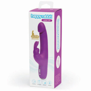 Happy Rabbit Realistic Slim Rechargeable Silicone Slimline Rabbit Vibrator, Purple Happy Rabbit Realistic Slim Rechargeable Silicone Slimline Rabbit Vibrator, Purple