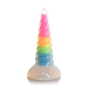 Creature Cocks Uni-Glow Glow-in-the-Dark Rainbow Silicone Dildo, 6.4 Inch Insertable, 2.1 Inch Max Width Creature Cocks Uni-Glow Glow-in-the-Dark Rainbow Silicone Dildo, 6.4 Inch Insertable, 2.1 Inch Max Width