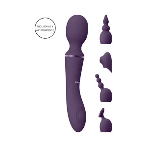 VIVE NAMI Dual-Ended Pulse Wave & Vibrating Wand With Interchangeable Sleeves, Purple VIVE NAMI Dual-Ended Pulse Wave & Vibrating Wand With Interchangeable Sleeves, Purple