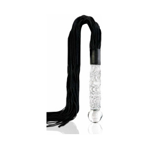 Icicles No. 38 Leather Flogger with Glass Handle, 6.69 Inch Insertable, Clear/Black Icicles No. 38 Leather Flogger with Glass Handle, 6.69 Inch Insertable, Clear/Black