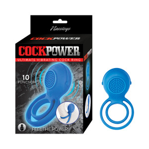 Cock Power Ultimate Vibrating Cock Ring, Blue Cock Power Ultimate Vibrating Cock Ring, Blue