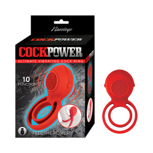 Cock Power Ultimate Vibrating Cock Ring, Red Cock Power Ultimate Vibrating Cock Ring, Red