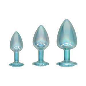Ouch! International Paris Collection Metal Anal Plug Set, Blue Ouch! International Paris Collection Metal Anal Plug Set, Blue