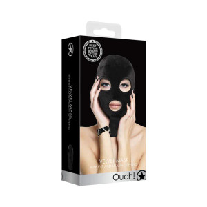 Ouch! Velvet Full-Head Mask With Eye and Mouth Opening, Black Ouch! Velvet Full-Head Mask With Eye and Mouth Opening, Black