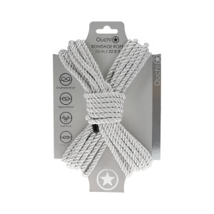 Ouch! Bondage Nylon Rope, 33 ft., Silver Ouch! Bondage Nylon Rope, 33 ft., Silver