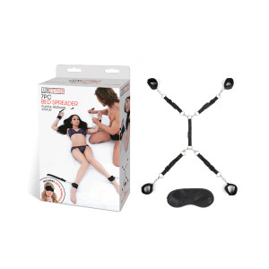 Lux Fetish 7-Piece Bed Spreader Playful Restraint System, Black Lux Fetish 7-Piece Bed Spreader Playful Restraint System, Black