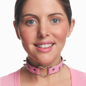Master Series Spiked Heart Choker, Pink Master Series Spiked Heart Choker, Pink