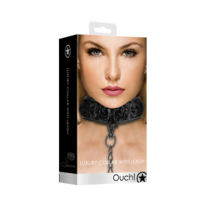 Ouch! Luxury Adjustable Collar With Leash, Black Ouch! Luxury Adjustable Collar With Leash, Black