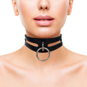 Rouge Leather Fashion Collar, Black Rouge Leather Fashion Collar, Black