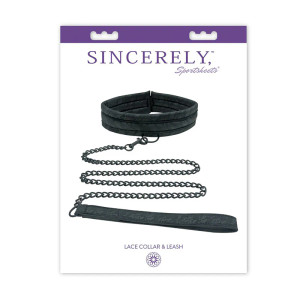 Sincerely, Sportsheets Lace Adjustable Collar & Leash, Black Sincerely, Sportsheets Lace Adjustable Collar & Leash, Black