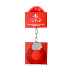 Ouch! Pleasure Furry Handcuffs With Quick-Release, Red Ouch! Pleasure Furry Handcuffs With Quick-Release, Red