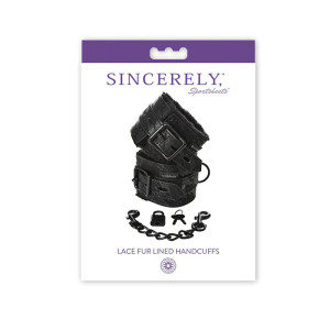 Sincerely, Sportsheets Lace Adjustable Fur-Lined Handcuffs, Black Sincerely, Sportsheets Lace Adjustable Fur-Lined Handcuffs, Black