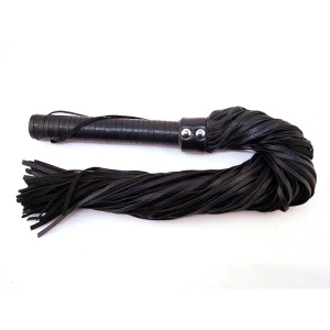 Rouge Flogger, Leather with Leather Handle, Black Rouge Flogger, Leather with Leather Handle, Black
