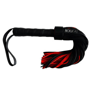 Rouge Short Suede Flogger Leather Handle, Black & Red Rouge Short Suede Flogger Leather Handle, Black & Red