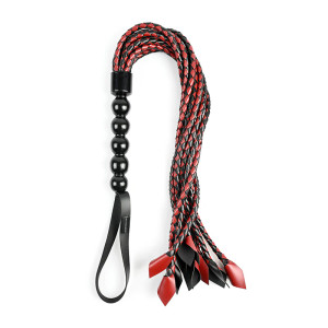 Sportsheets Saffron Braided Flogger, Red & Black Sportsheets Saffron Braided Flogger, Red & Black