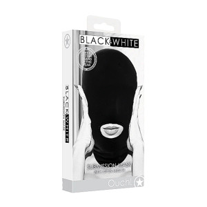 Ouch! Black & White Submission Mask With Open Mouth Ouch! Black & White Submission Mask With Open Mouth