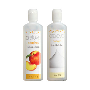 Oralove Delicious Duo Peaches and Cream Flavored Lubricant, 2 oz. Oralove Delicious Duo Peaches and Cream Flavored Lubricant, 2 oz.