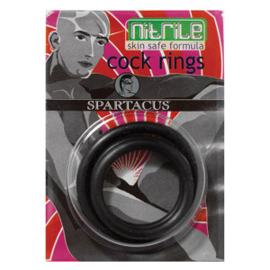 Spartacus Nitrile Cock Ring Set, Black Spartacus Nitrile Cock Ring Set, Black
