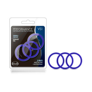 Performance VS1 Pure Premium Silicone Cock Rings 3-Pack, Medium, Indigo Performance VS1 Pure Premium Silicone Cock Rings 3-Pack, Medium, Indigo