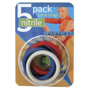 Spartacus Nitrile Cock Rings 5-Pack, 1.5 Inch Spartacus Nitrile Cock Rings 5-Pack, 1.5 Inch