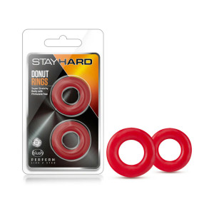 Stay Hard Donut Rings Cock Ring 2-Pack, Red Stay Hard Donut Rings Cock Ring 2-Pack, Red