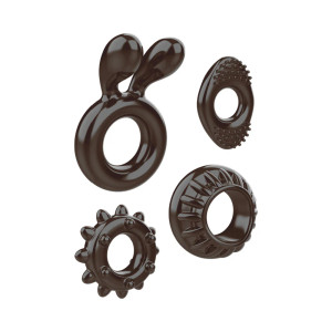 Zero Tolerance Ring My Bell 4-Piece Cock Ring Set, Black Zero Tolerance Ring My Bell 4-Piece Cock Ring Set, Black