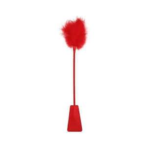 Ouch! Dual-Ended Crop With Feather Tickler, Red Ouch! Dual-Ended Crop With Feather Tickler, Red