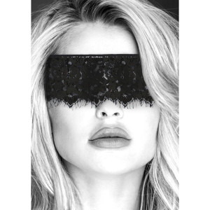 Ouch! Black & White Lace Mask With Elastic Straps Blindfold, Black Ouch! Black & White Lace Mask With Elastic Straps Blindfold, Black
