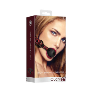 Ouch! Luxury Adjustable Breathable Ball Gag, Burgundy Ouch! Luxury Adjustable Breathable Ball Gag, Burgundy