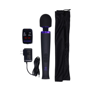 Merci Rechargeable Power Wand Ultra-Powerful Silicone Wand Massager, Black & Violet Merci Rechargeable Power Wand Ultra-Powerful Silicone Wand Massager, Black & Violet