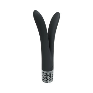 Royal Gems Dueling Queens Silicone Rechargeable Vibrator, Black Royal Gems Dueling Queens Silicone Rechargeable Vibrator, Black