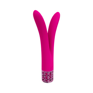 Royal Gems Dueling Queens Silicone Rechargeable Vibrator, Pink Royal Gems Dueling Queens Silicone Rechargeable Vibrator, Pink