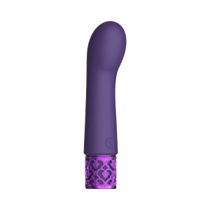 Royal Gems Bijou Rechargeable Curved Silicone Bullet Vibrator, Purple Royal Gems Bijou Rechargeable Curved Silicone Bullet Vibrator, Purple