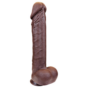 The Inventor by FUKENA - Realistic Dual Density Silicone Dildo, 10.0 Inch Insertable, 2.4 Inch Max Width, Dark Skin